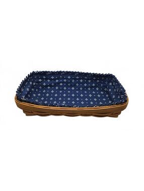 Longaberger Rectangular Bread Basket 1994 With Blue Fabric Liner Vintage